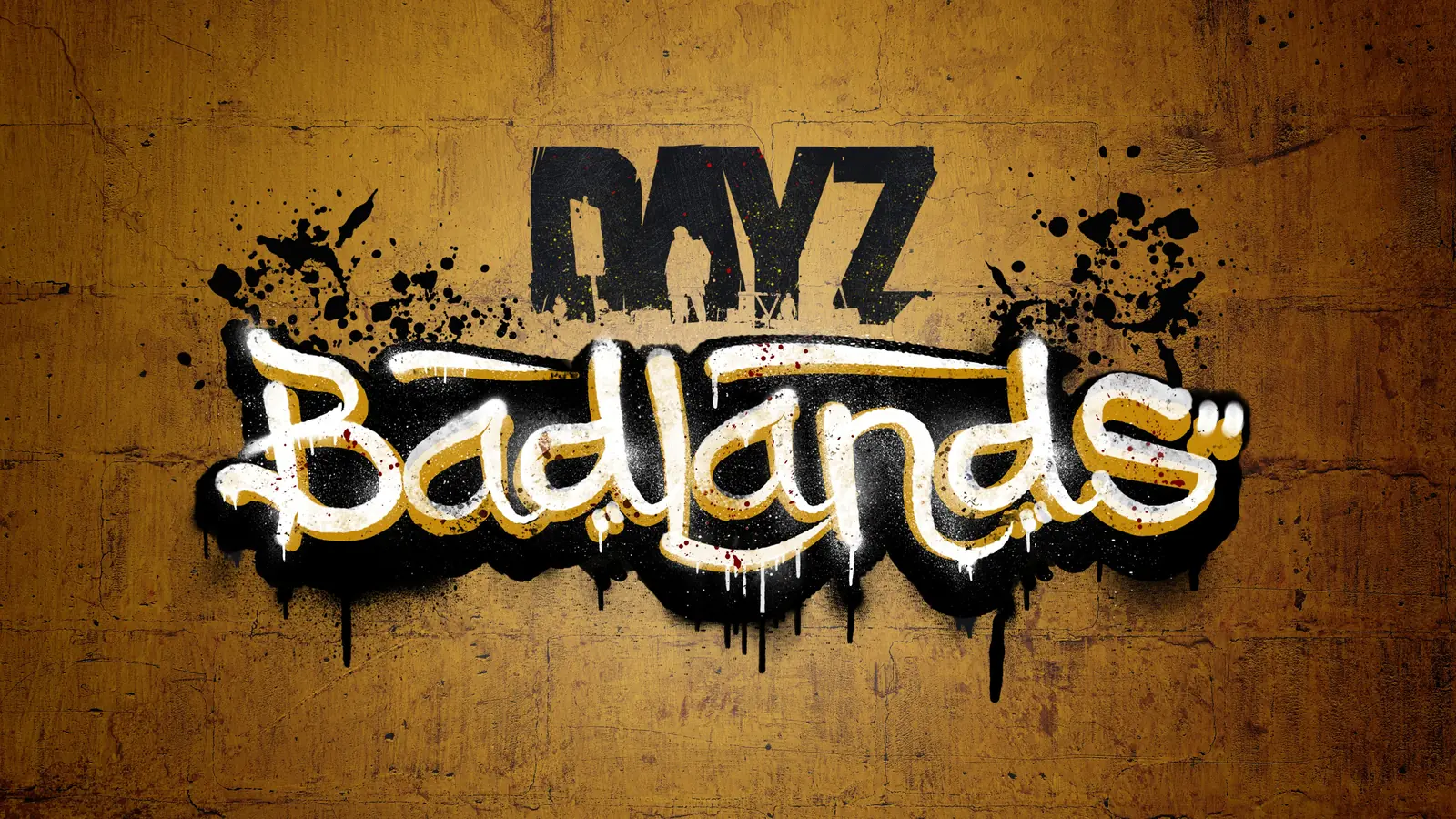 DayZ Badlands graffiti logo sprayed across a weathered golden wall